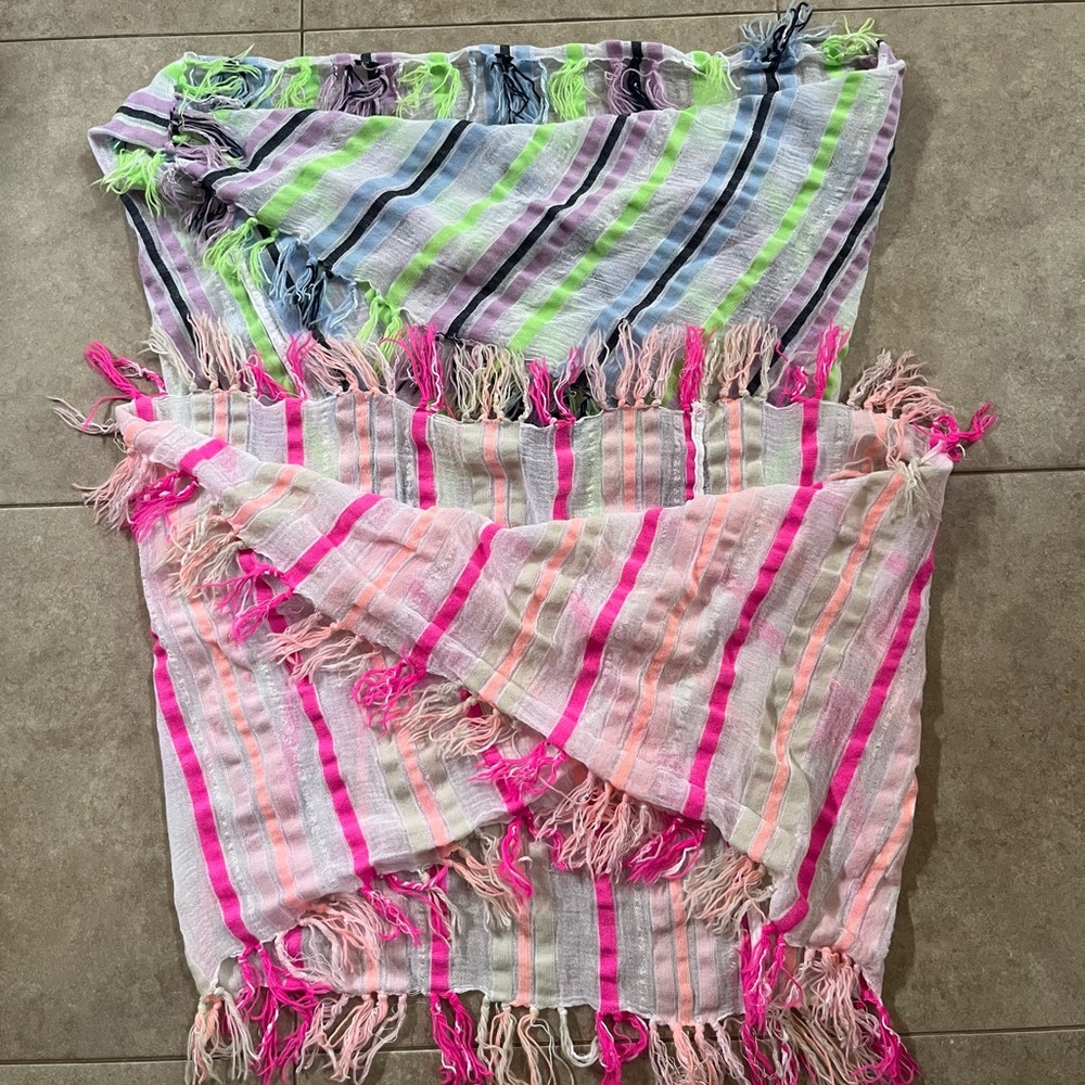 2 Lightweight Spring Summer Bright Colorful Infinity Scarves